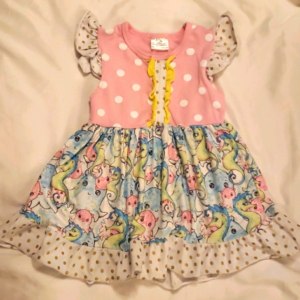 Girl Toddler Dress Sz XS Underwater Animals